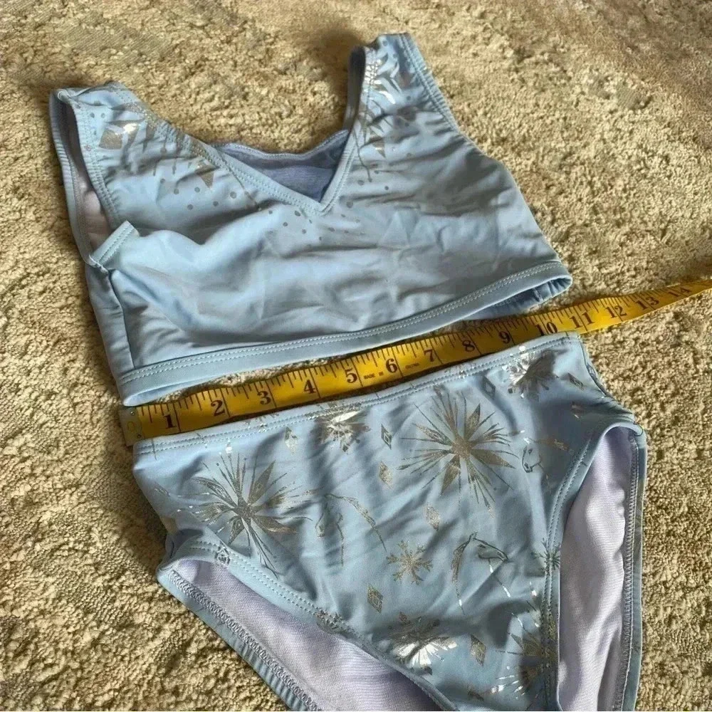 Disney Frozen 2 Two Piece Bikini Swim Set Girl's Blue Silver Metallic: 7/8 years